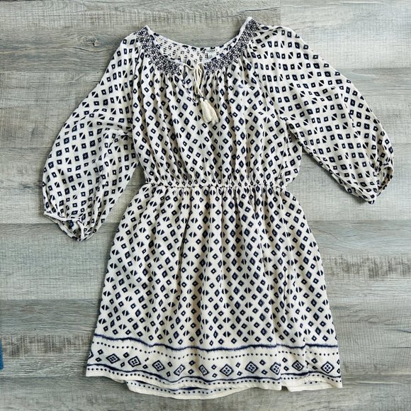 Forever 21 Peasant Blouse Dress with geometric pattern (size M) - Picture 7 of 11